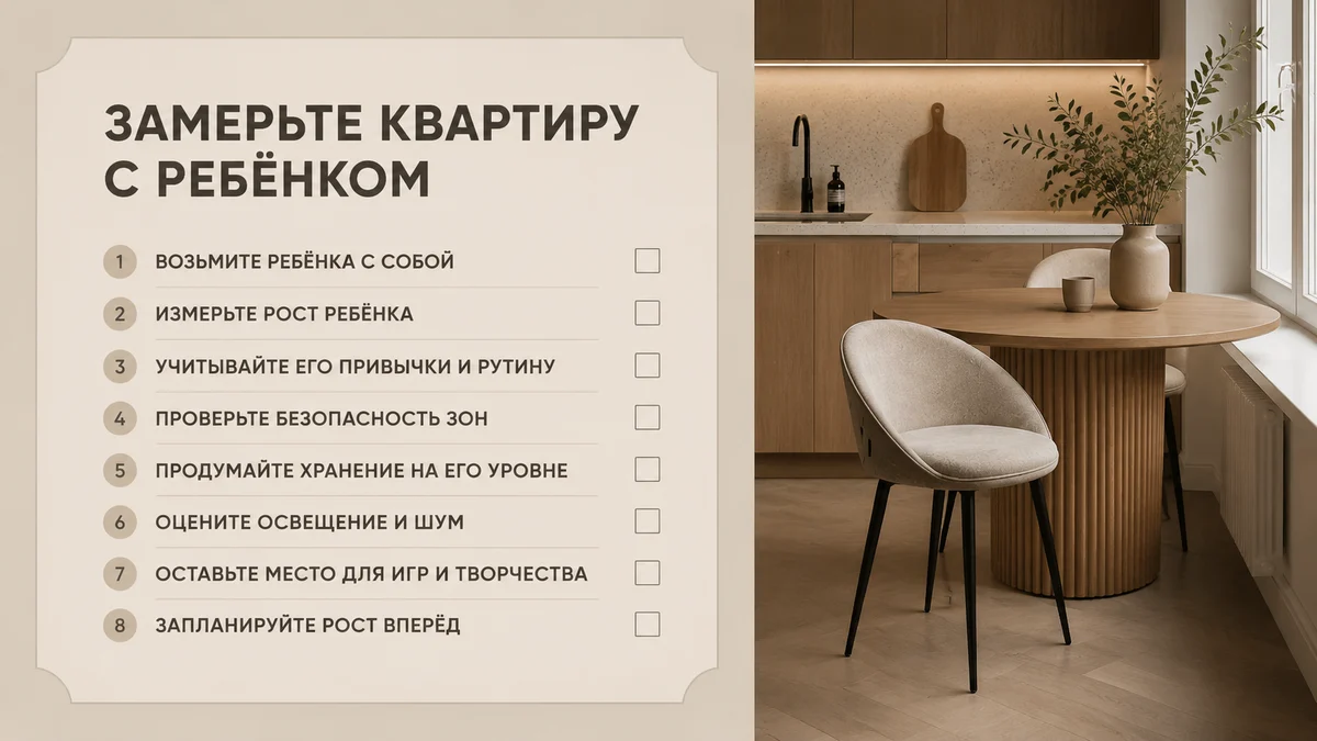 Стильный чеклист (hybrid): Замерьте квартиру с ребёнком: что записать до покупки мебели